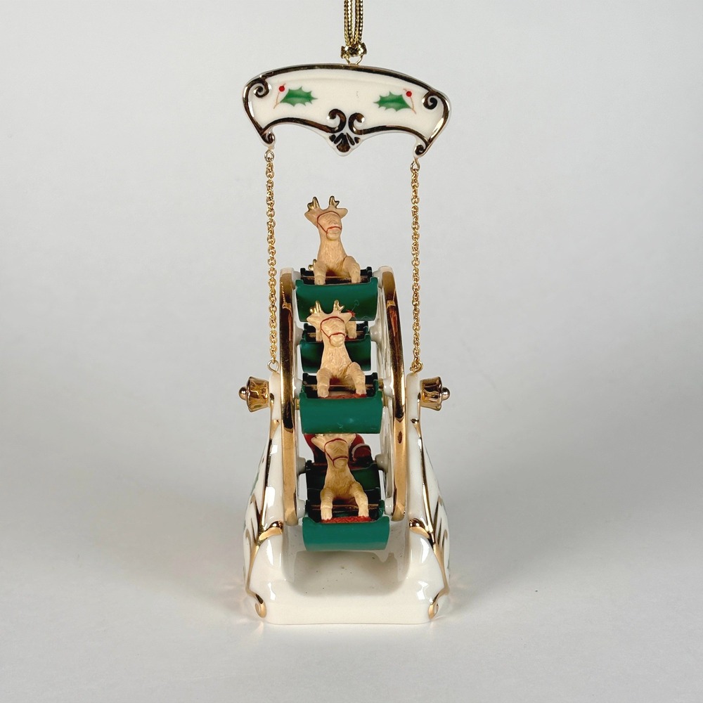 VTG Lenox 2001 HOLIDAY FERRIS WHEEL Ornament in Box Santa Reindeer